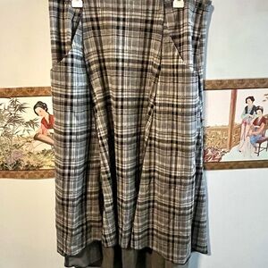 Cato Gray Black A-Line Pleated Midi Skirt